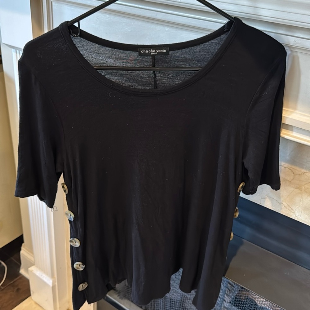 Size S black knit top.  Worn several times. Listing #913
